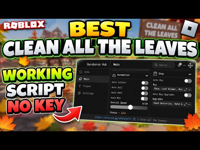 BEST Clean All The Leaves Script NO KEY | Collect, Sell, Win, Vest & More - Roblox 