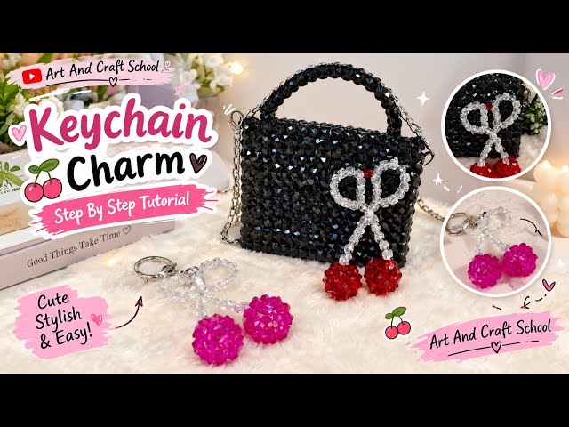 DIY Beaded Keychain Charm Tutorial | Easy & Cute Cherry Keychain | Art And Craft School