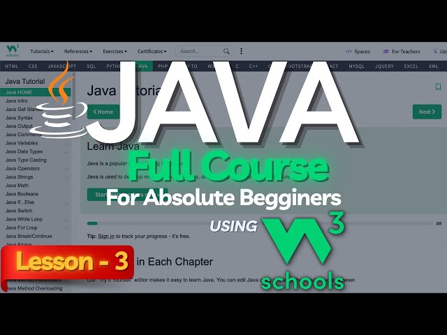W3Schools Java Full Course For Beginners: Lesson-1 | Java W3Schools Tutorial | Java Variables