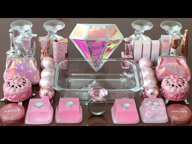 Mixing”Pink Diamond” Eyeshadow and Makeup,parts,glitter Into Slime!Satisfying Slime Video!★ASMR★
