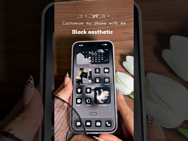 iOS 18 aesthetic Customization ✨🖤 theme icons, widgets,  home screen, lock screen customization #yt