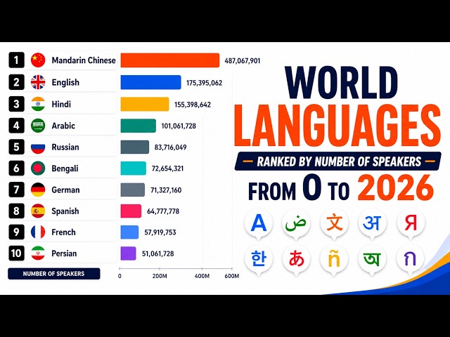 Most Spoken Languages Over Time (0–2026)