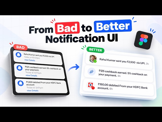 How to Improve a Bad Notification UI | Bad UI🤮 vs Good UI😍 | Figma Tutorial#beginners #uiux #design