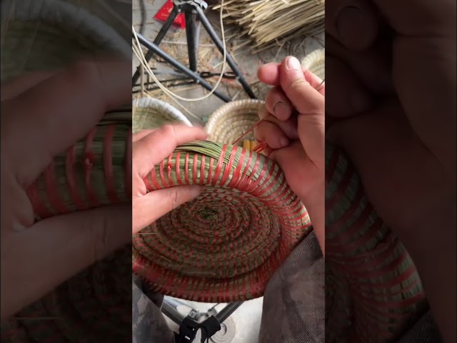 Satisfying Pine Straw & Red Binding Coil Basket Weaving