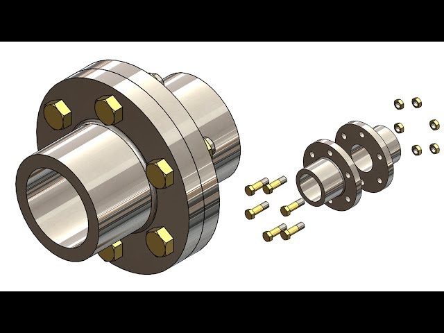 ⚡ SOLIDWORKS TUTORIAL #33 || Design of Flange coupling assembly in solidworks.