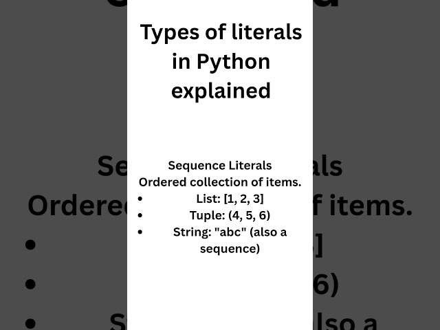 Sequence Literals #python3 #python #pythonprogramming