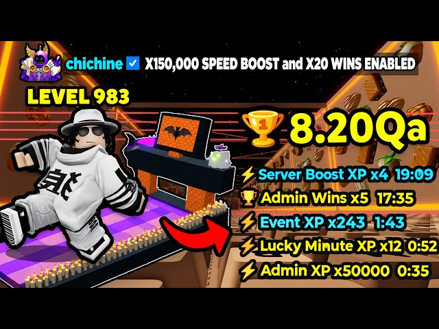 CRAZIEST HALLOWEEN Admin Abuse got me LEVEL 983 and FARMED 8.20Qa WINS in +1 Speed Keyboard Escape!