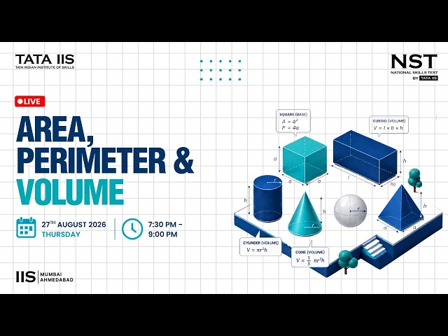 Area, Perimeter & Volume  National Skills Test (NST) Preparation Series by Tata IIS