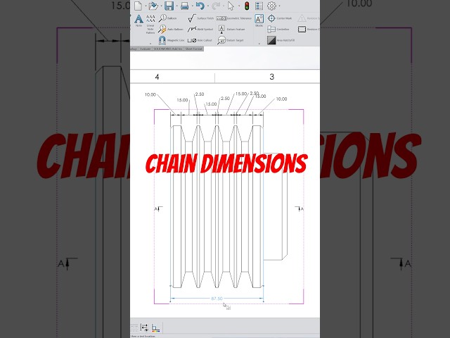 Chain dimensions in solidworks drawing sheet #shorts #ytshorts #solidworks #malviyacadsolution