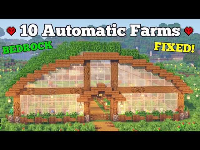 10 Automatic Farms in a Greenhouse - Minecraft Bedrock | Tutorial