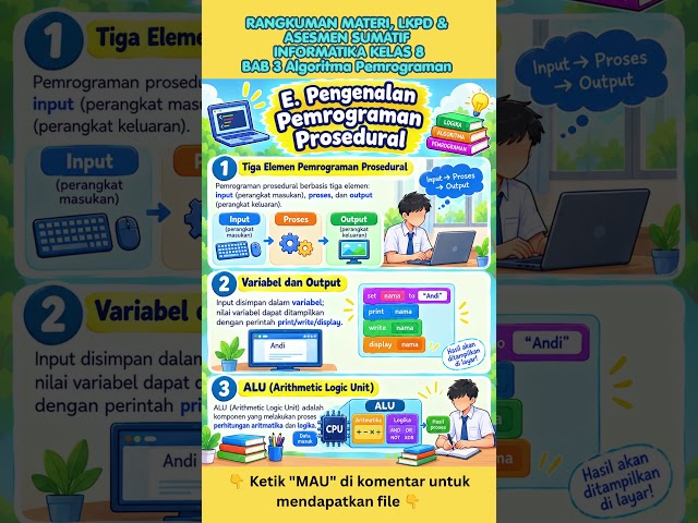 Rangkuman Materi, LKPD & Asesmen Sumatif Kelas 8 INFORMATIKA Bab 3 Algoritma Pemrograman
