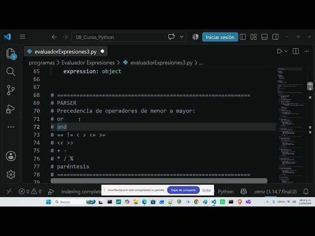 Python program that evaluates programming expressions and shows them being executed step-by-step