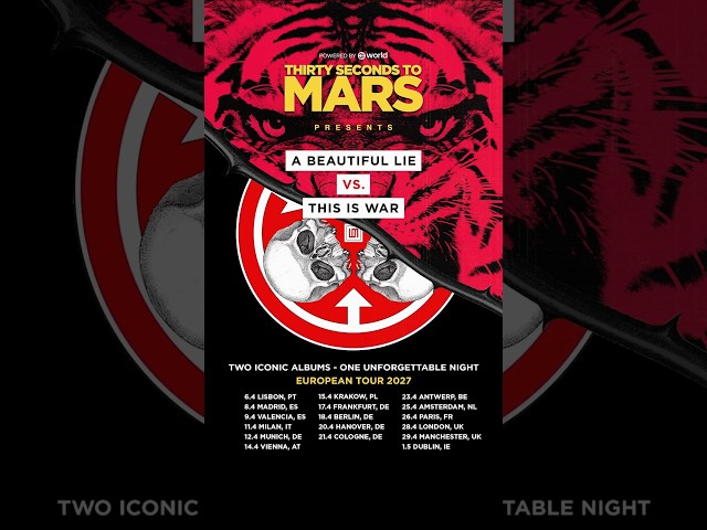 Two iconic albums! One unforgettable night! A BEAUTIFUL LIE VS THIS IS WAR EUROPEAN TOUR 2027🏴‍☠️🐅