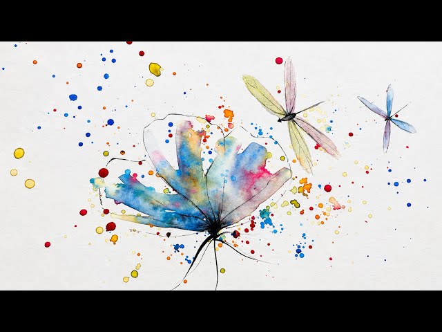 Easy Watercolor Painting for Beginners | Colorful Flower & Dragonfly Tutorial