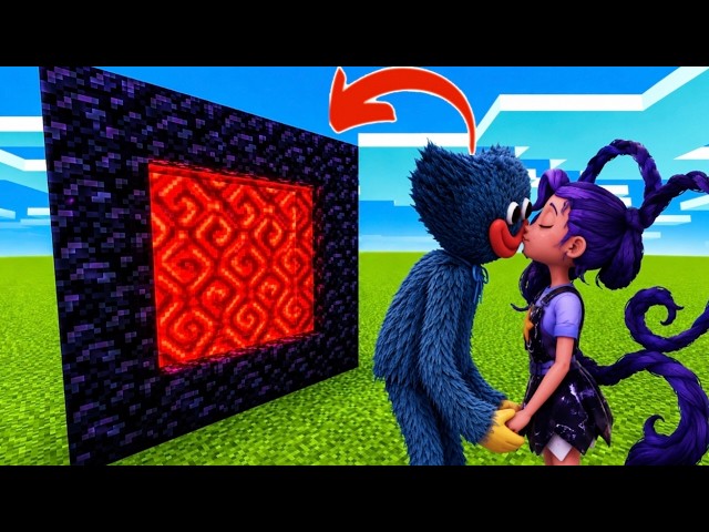 How to Make a Huggy Wuggy & Lily Love Braids Portal in Minecraft! 😱💙💜
