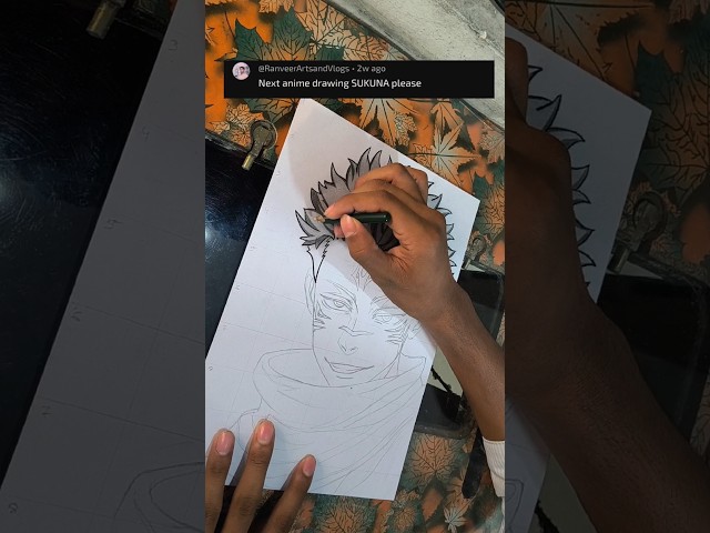 sukuna drawing 🤯 || DAY 22 || pavan art & vlogs #sukuna #shorts