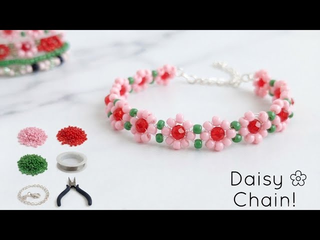 Beaded bracelet tutorial | How to Make a Daisy Bracelet with beads | Easy Jwellery making video