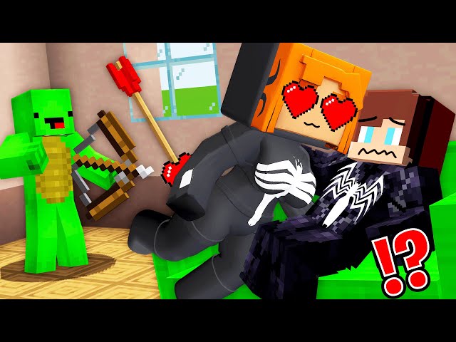 JJ Spider Man and VENOM GIRL Arrows of LOVE in Minecraft! Maizen Love Story