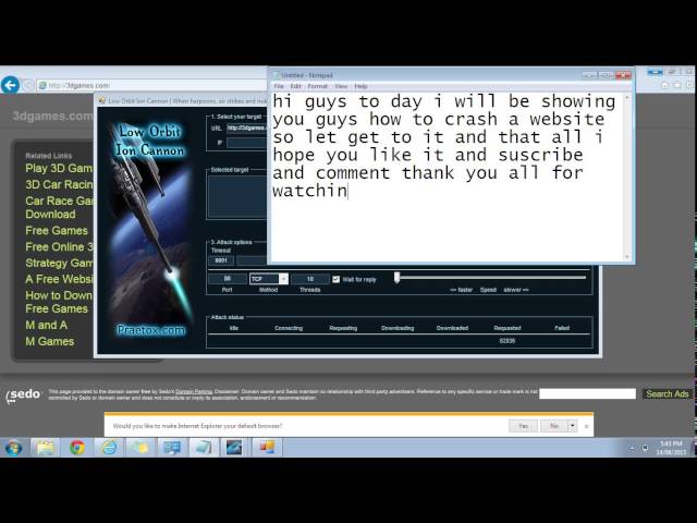 how to crash a website using loic