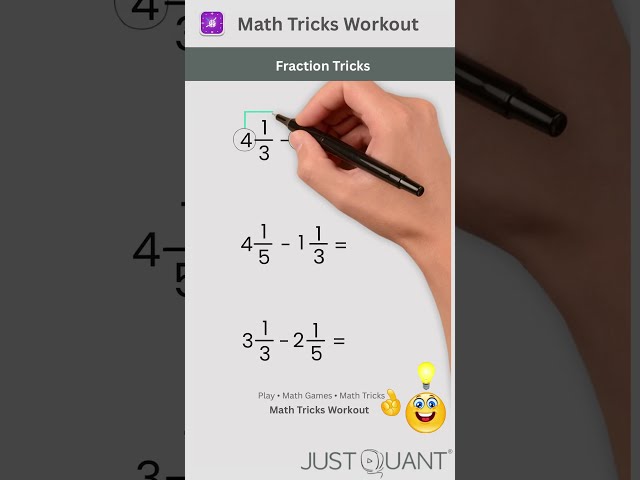 Math Tricks - Fraction Tricks - Subtracting Mixed Fractions - Simplification Tricks #mathstricks