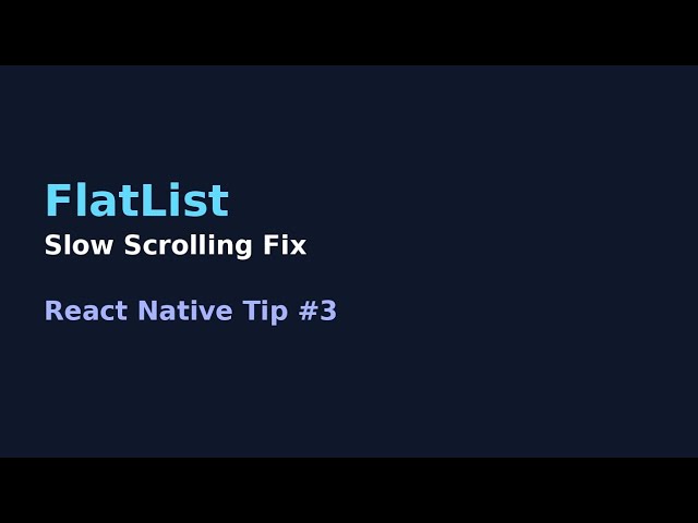 🔥 React Native Tip #3 – Fix Slow FlatList Scrolling
