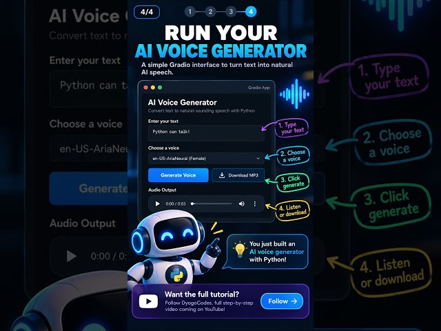 Build an AI Voice Generator with Python 🤖🐍 #Shorts
