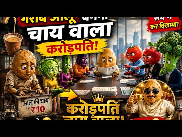Poor Aloo becomes a millionaire tea seller 😱 | Aloo's tea stall story | Hindi Story