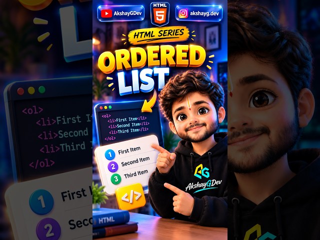 Ordered List क्या होती है? 🤔🧐 | HTML in Hindi #shorts #html #webdevelopment