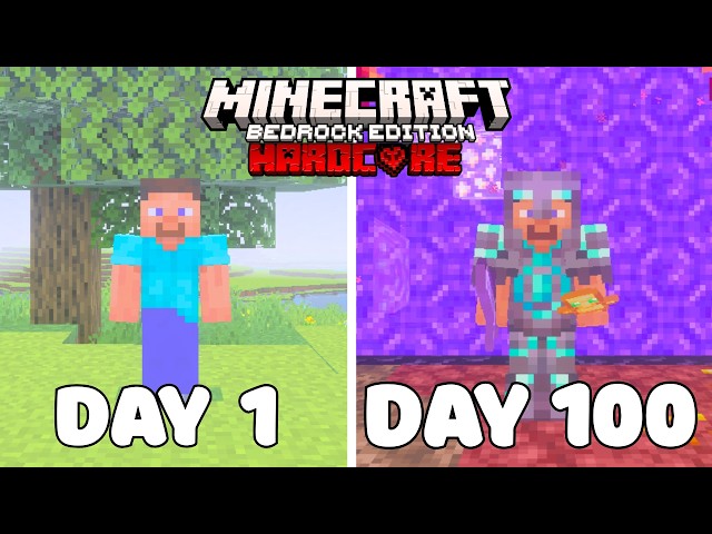 I Survived 100 Days in Minecraft Bedrock Hardcore!