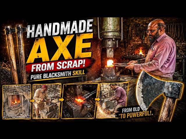 Blacksmith Forging Scrap Steel Into a Powerful Axe | Full Handmade Process