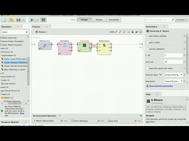 RapidMiner Tutorial - How to perform a simple cluster analysis using k-means