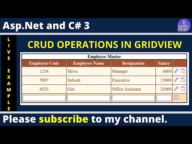 🚀 Insert, Edit, Update & Delete in GridView | ASP.NET C# Inline Editing Tutorial