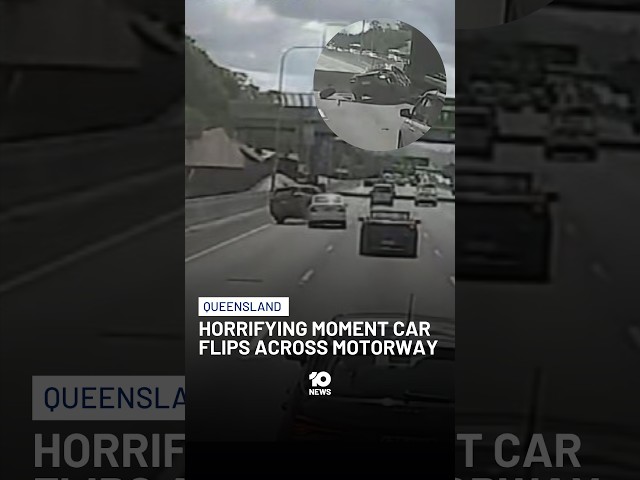 Horrifying Moment Car Flips Across Motorway | 10 News