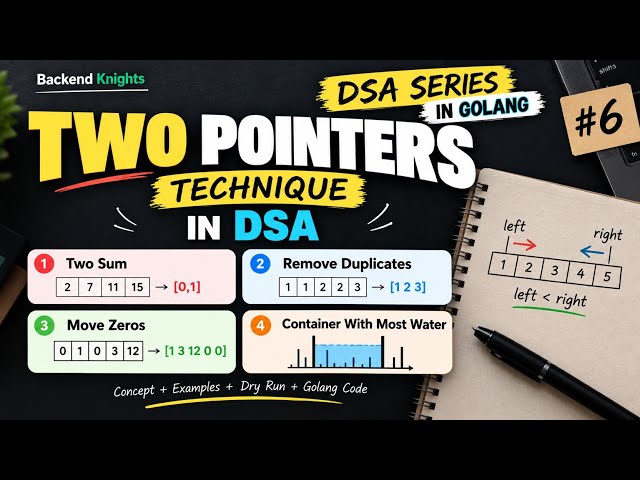 Two Pointers Technique in DSA using Golang | 4 Array Problems