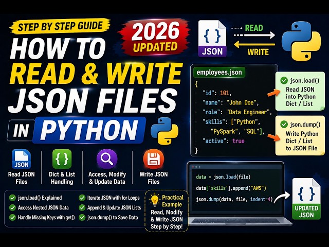160. Python JSON Tutorial: Read, Write & Modify JSON Files Step-by-Step | #python PART 160