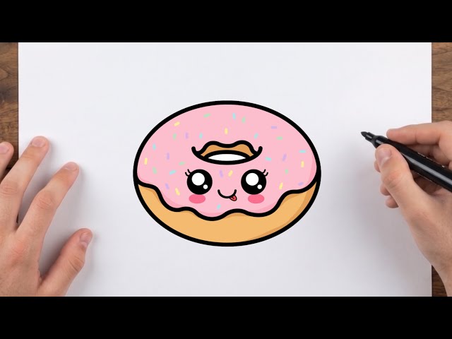 How to Draw a Cute Donut 🍩 | Easy Step by step drawing for kids.