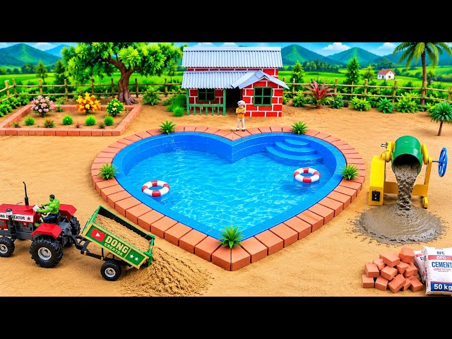 DIY Mini Tractor Builds Heart Swimming Pools | Miniature Construction ASMR | Satisfying Video