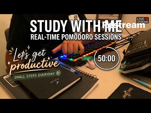 LIVE Study With Me 📚 | DSA + Projects | 50/10 Pomodoro + Rain Sounds | Deep Focus & No Talking