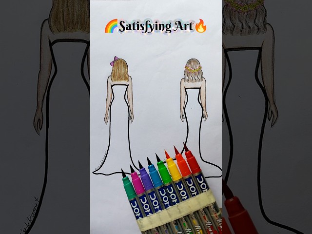Brush Pen Vs Acrylic Colour 🔥Satisfying Art🌈 #satisfying #drawing #art #shorts