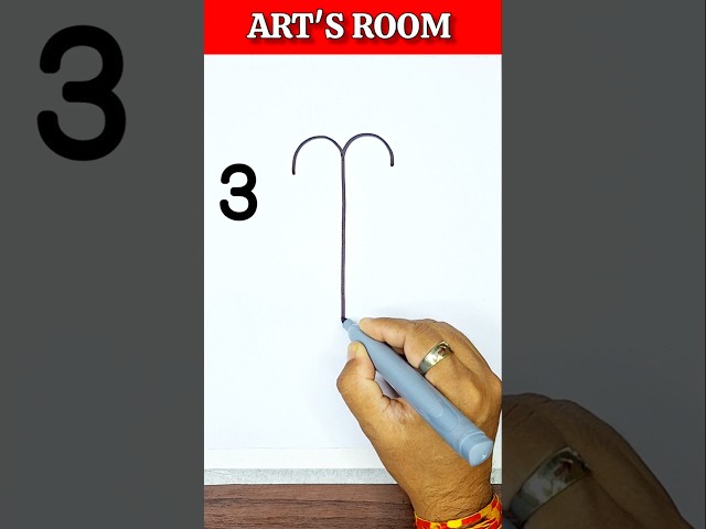 ​🥕 How To Draw Carrot With Number 3 |  Easy Vegetables Drawing Tricks With Numbers #shorts
