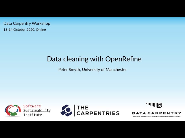 R Data Carpentry workshop 13-14 Oct 2020 - Data cleaning with OpenRefine