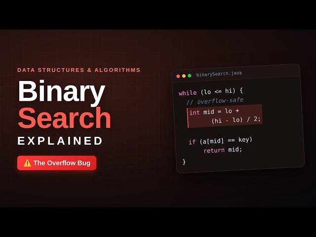 Binary Search Explained — Idea, Code, Complexity & the Overflow Bug You Never Noticed