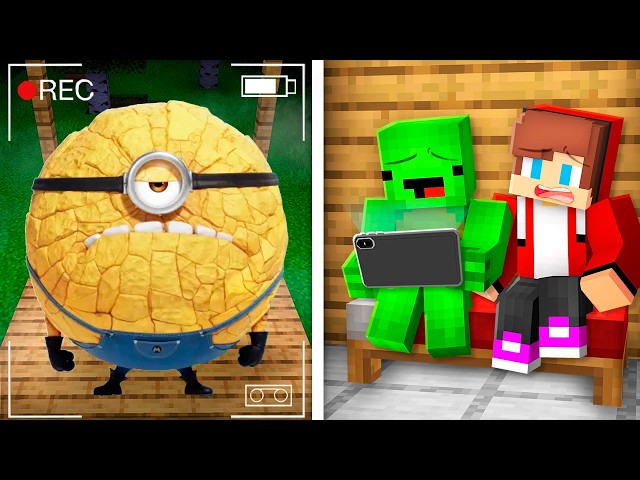 How Mikey and JJ Got Mega Minion Jerry on Hidden Cameras in Minecraft ?! - Maizen