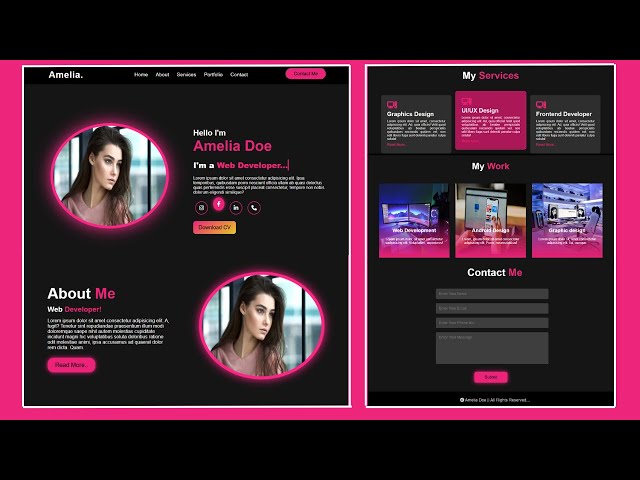 Personal Portfolio Website Using HTML and CSS || Responsive Website Design