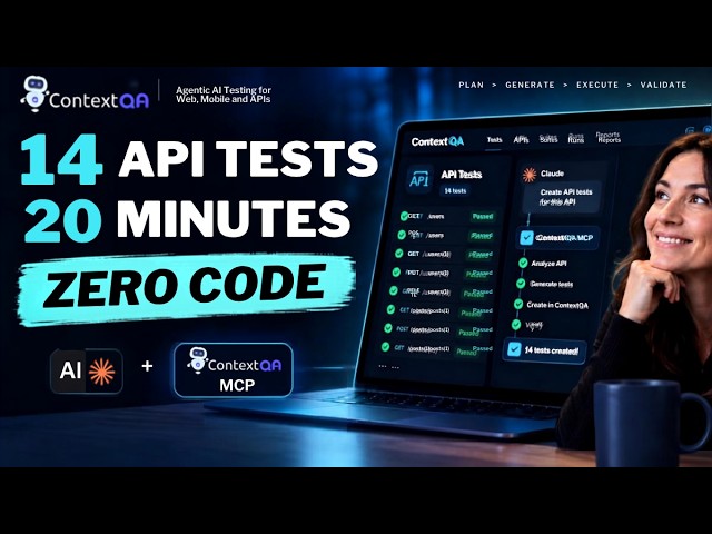 14 API Tests in 20 Minutes — Zero Code | ContextQA MCP + Claude