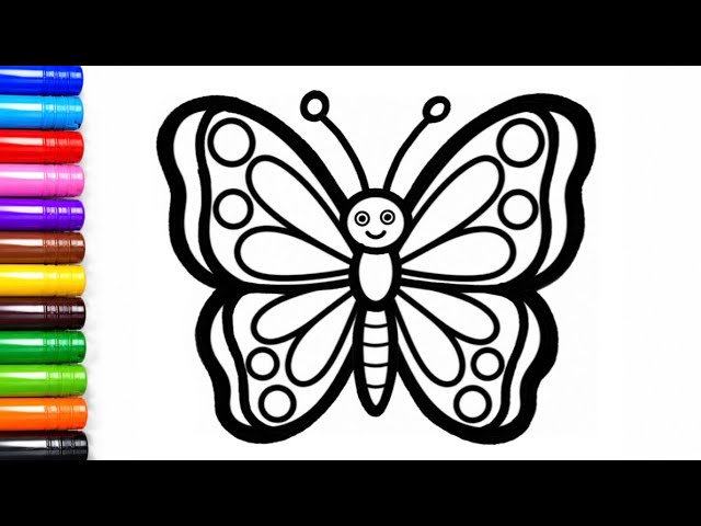 🦋🎨 How to Draw a Cute Butterfly | Drawing and Coloring a Cute Butterfly | Easy Step by Step ✨🖍️🌈
