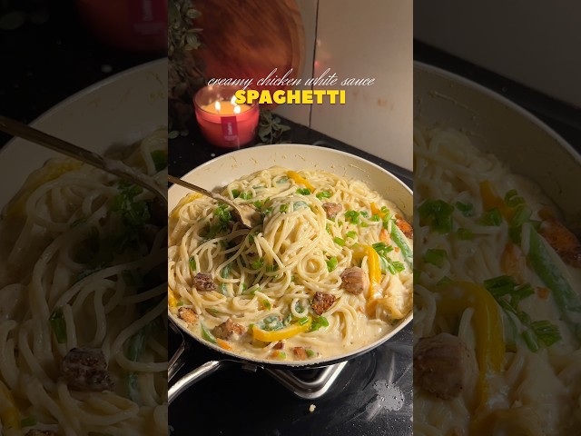 Creamy chicken spaghetti 🍝 #shorts