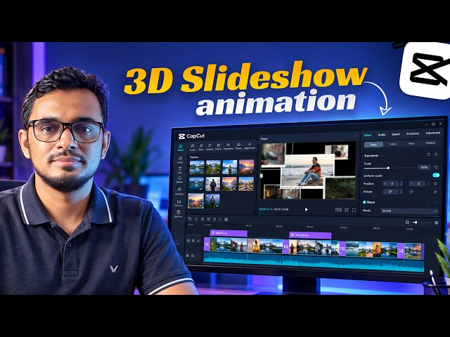 CapCut PC তে 3D Slideshow Animation । capcut pc video editing tutorial bangla