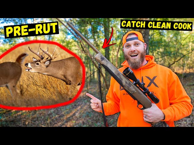 Deer Hunting During the Pre-Rut **MULTIPLE Shots Fired** ( catch clean cook )