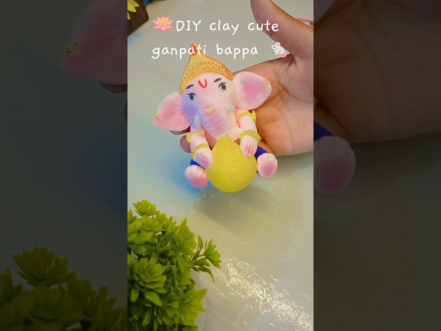 DIY clay cute ganpati bappa 🐁🪷#shorts #trending #viral #ganpati #ganeshchaturthi
